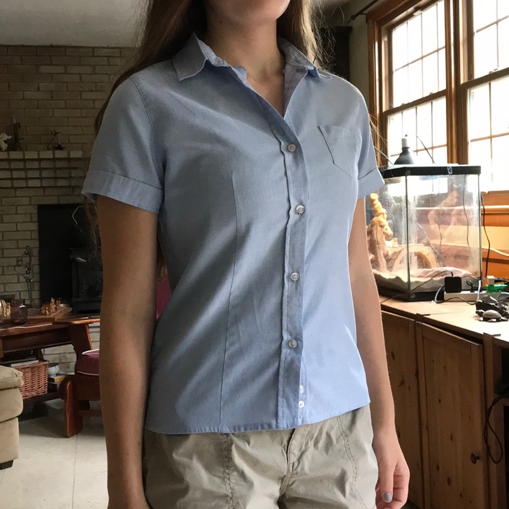 Light blue button up blouse